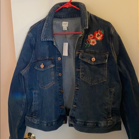 J Crew Jean Jacket with flower stitching - Picture 4 of 4